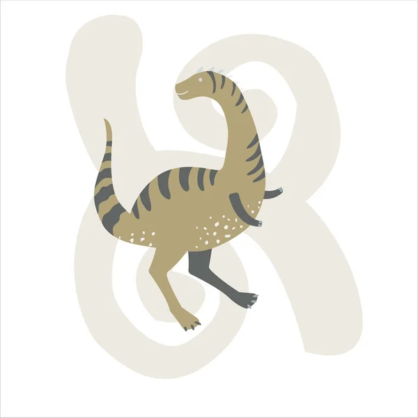 Rozkošný dinosauří ilustrace v plochém stylu. Pro plakát, tričko, tapetu, kartu. — Stockový vektor