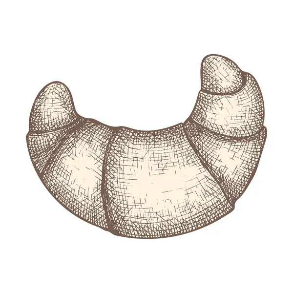 Croissant Bakkerijproducten Vector Hand Getekend Illustratie Vintage Elementen Voor Etiketten — Stockvector