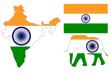 Bayrak Hindistan, fil ve Hindistan Haritası