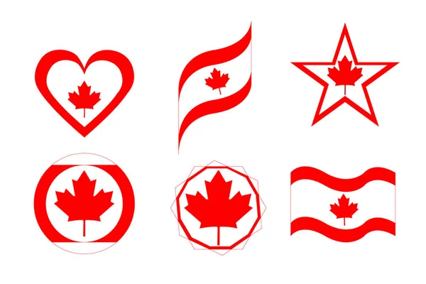 Bandeira Canadense Círculo Com Uma Estrela Outras Figuras Geométricas — Vetor de Stock