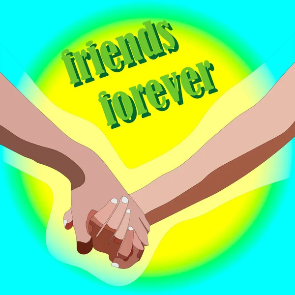 Pile Hand Stack Each Other Holding Together Best Friends Forever — Stock Vector