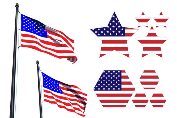 Αμερικανική Σημαία Κίνηση Την Ημέρα Ανεξαρτησίας Αμερικανική Ημέρα Της Σημαίας — Διανυσματικό Αρχείο