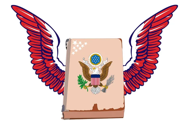 Велика Печатка Сполучених Штатів Книги Крилами Кольору Національний Прапор Америка — стоковий вектор