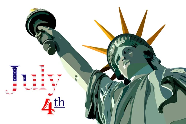 Statue Liberty Symbol Freedom Democracy Independence Day 4Th July — Stock Vector