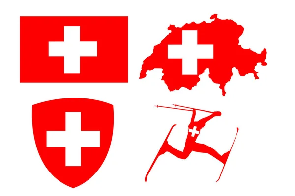 Suiza Iconos Vectoriales Bandera Elementos Diseño Del Logotipo Con Bandera — Vector de stock