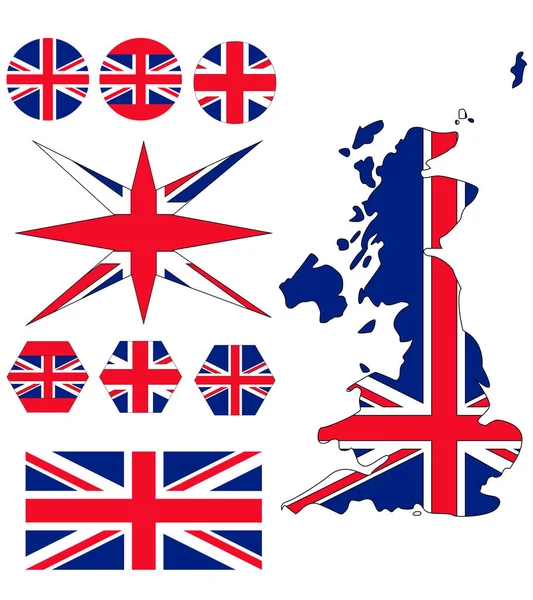 또한에 영토의 국기의 색상으로 영국과 기하학적 형태의 — 스톡 벡터