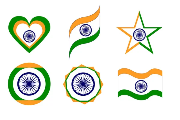 India Bandiera India Varie Forme Geometriche — Vettoriale Stock