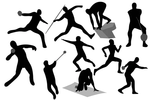 Vektor Illustration Leichtathletik Silhouette Schwarzer Farbe Auf Weißem Hintergrund — Stockvektor
