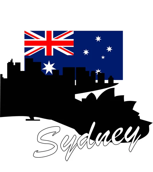 Сідней Місто Силует Прапор Австралії — стоковий вектор