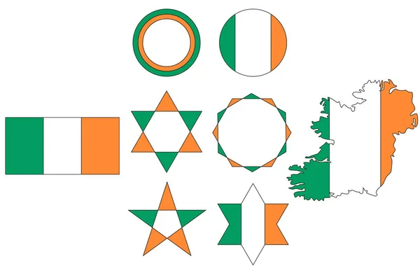 Drapeau Irlande Ensemble Couleurs Drapeau — Image vectorielle