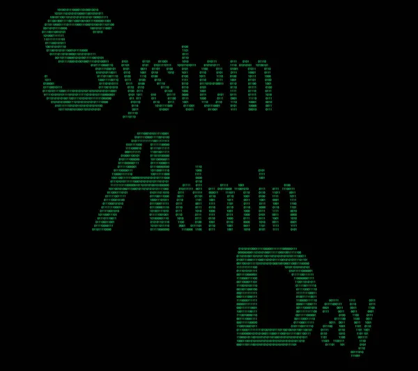 Sysadmin gün. Bilgisayar ekranı ve ikili kodu ile web banner