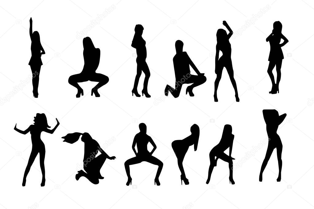 different female dancing silhouettes, people in motion