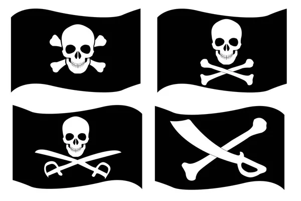 Four Types Pirate Flag Illustration Design White Background — Stock Vector