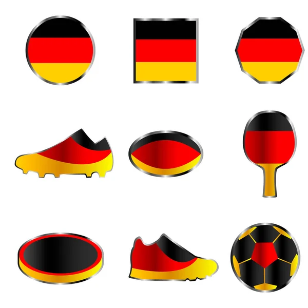 Zbiór Różnych Figur Geometrycznych Sportowych Kolory Flagi Niemieckiej — Wektor stockowy