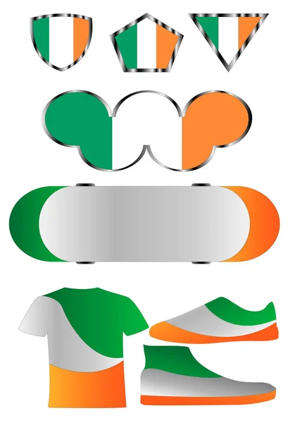 Drapeau Irlande Ensemble Icônes Des Couleurs Drapeau Irlande — Image vectorielle