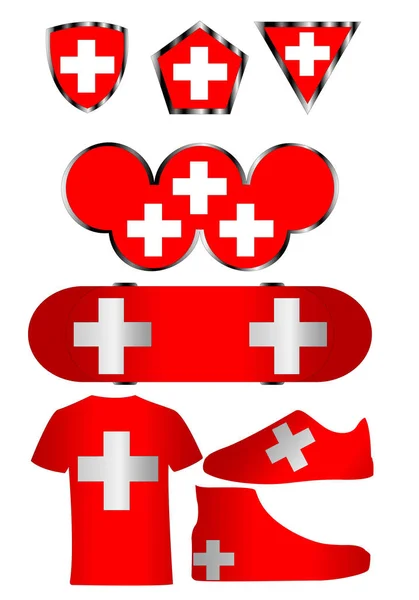 Флаг Швейцарии Набор Икон Цветов Флага Швейцарии — стоковый вектор