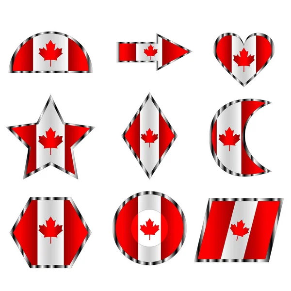 Bandeira Canadá Conjunto Várias Formas Geométricas Cores Bandeira Canadá — Vetor de Stock