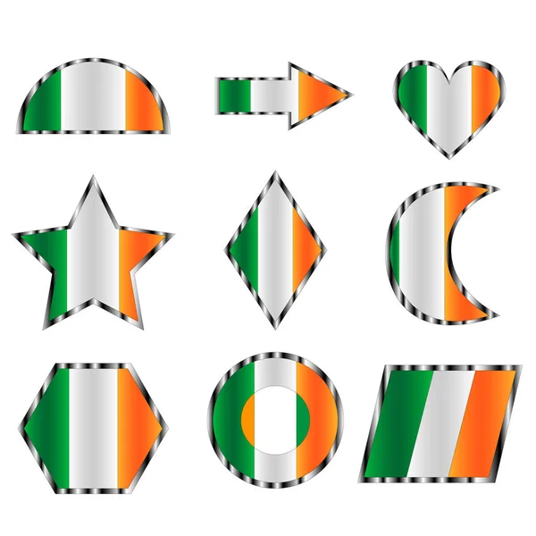 Bandera Irlanda Conjunto Varias Formas Geométricas Los Colores Bandera Irlanda — Vector de stock