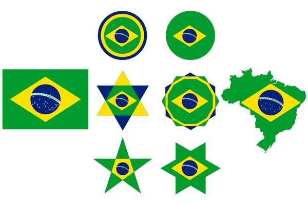 Vlag Van Brazilië Geometrische Figuren Uit Kleuren Van Vlag Van — Stockvector