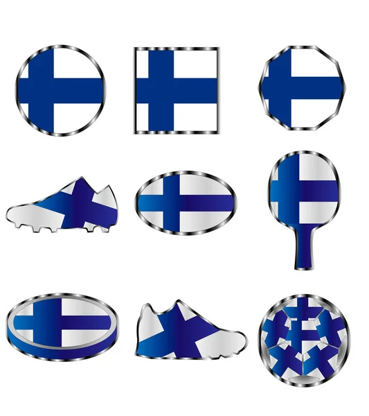 Flagge Finnlands Verschiedene Symbole Der Farbe Der Finnischen Flagge — Stockvektor