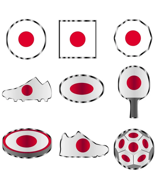 Bandera Japón Conjunto Diferentes Iconos Del Color Bandera Japón — Vector de stock