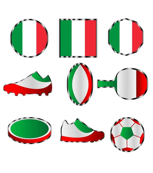 Bandera Italia Conjunto Diferentes Iconos Del Color Bandera Italia — Vector de stock