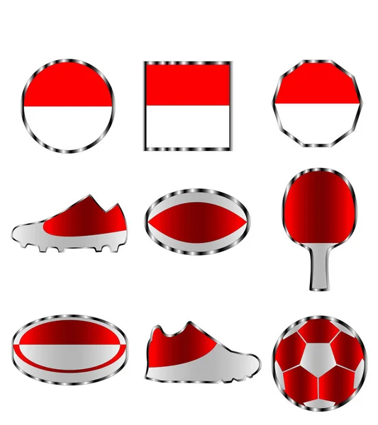 Bandera Indonesia Conjunto Diferentes Iconos Bandera Indonesia — Vector de stock