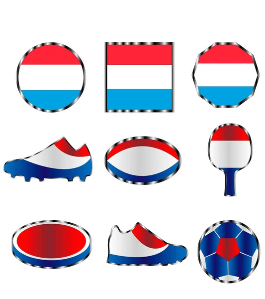 룩셈부르크 룩셈부르크의 국기의 색깔의 아이콘 집합의 — 스톡 벡터