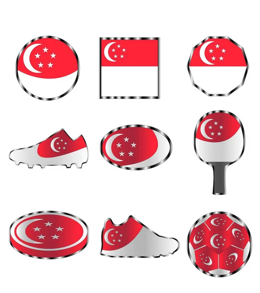 Singapore Flag Icons Set Different Colors Singapore Flag — Stock Vector