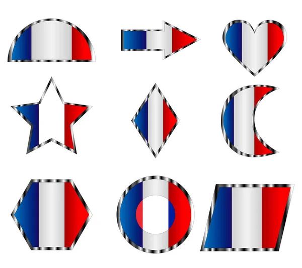 Sada Různých Ikon Barvy Státní Vlajky Francie — Stockový vektor