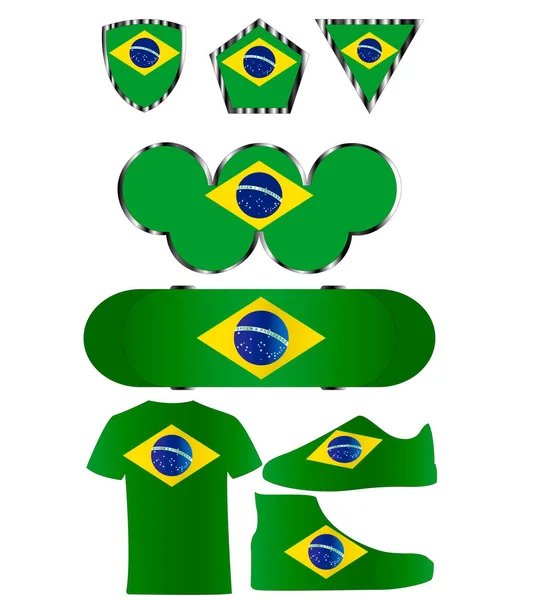 Набор Различных Икон Цветов Государственного Флага Бразилии — стоковый вектор