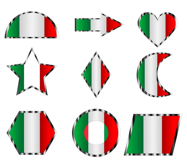 一套不同的图标从意大利国旗的颜色 — 图库矢量图片
