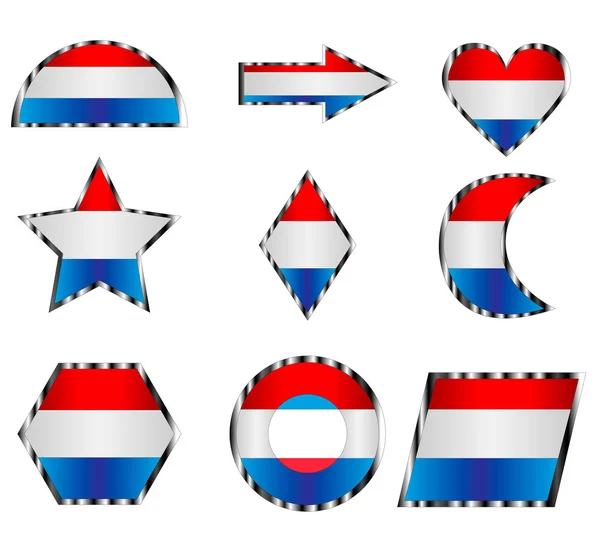 Satz Verschiedener Symbole Aus Den Farben Der Luxemburgischen Nationalflagge — Stockvektor