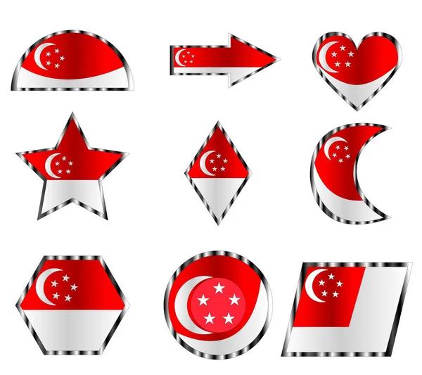 Set Different Icons Colors National Flag Singapore — Stock Vector