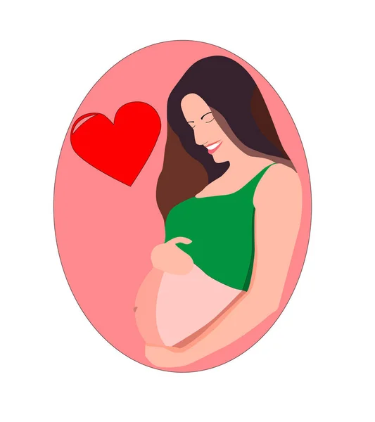 Mutlu Anneler Günü Düz Poster Tasarımı Olan Gebelerin Hamile Kadının — Stok Vektör