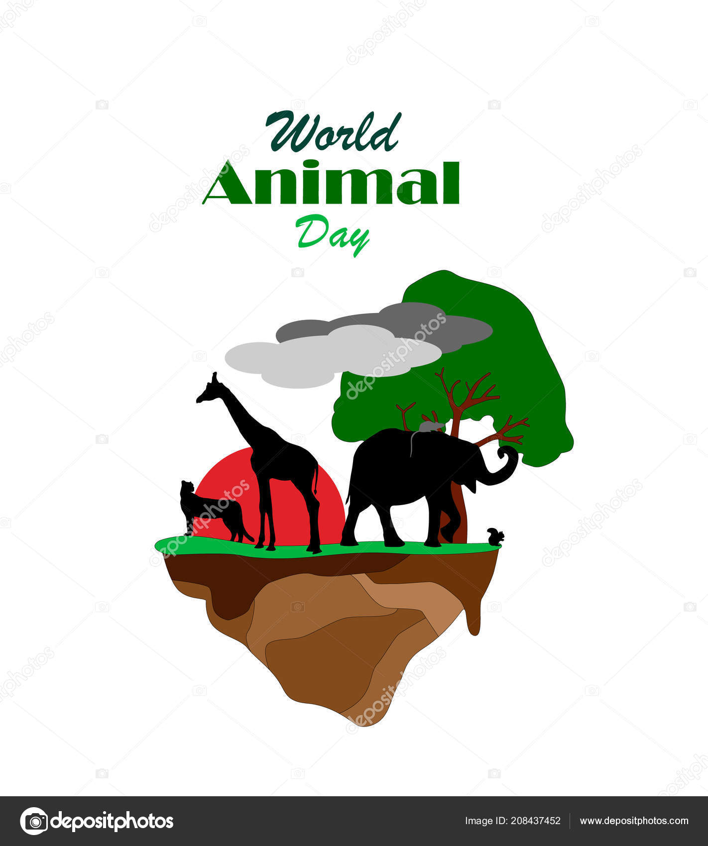 International Animal Day Flat Land Different Animals Sunset Stock Vector  Image by ©Vachekin92@ #208437452