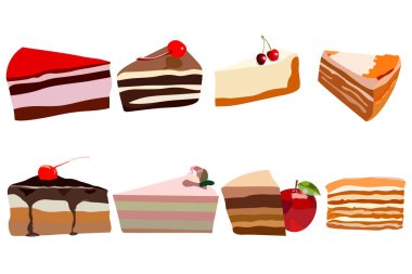 Bir pasta için adet 8 parça farklı şekiller ve farklı malzemelerle bir dizi