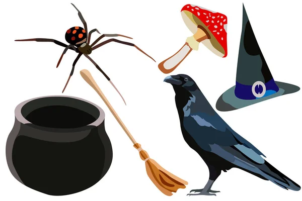 Набор Хэллоуина Разных Образов Хэллоуина Ведьм — стоковый вектор
