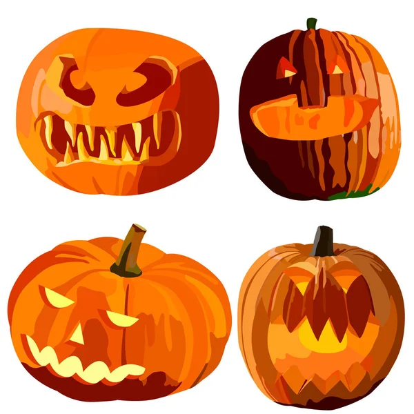Ensemble Citrouilles Forme Différente Pour Halloween Orange Ses Nuances Image — Image vectorielle