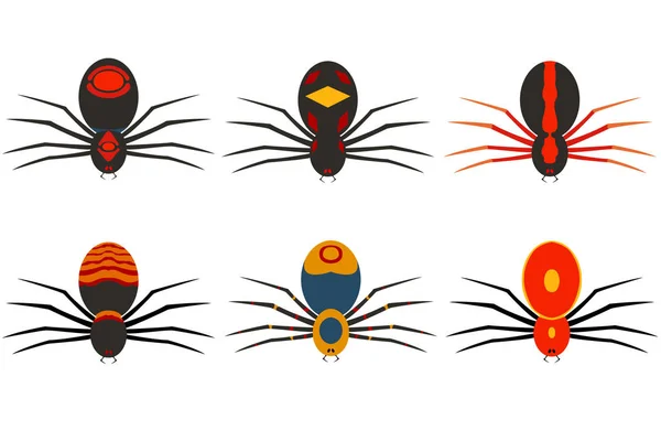 Illustration Spiders White Background — Stock Vector