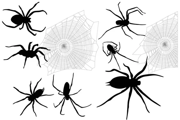 Set Pour Halloween Des Araignées Leurs Toiles — Image vectorielle