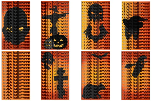 Various Flyers Icons Halloween Depicting Various Monsters Otherworldly Animals Set — Stock Vector