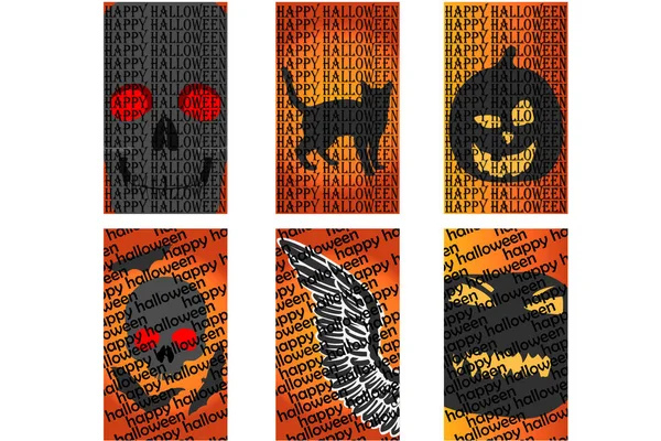 Divers Flyers Icônes Pour Halloween Représentant Divers Monstres Animaux Autre — Image vectorielle