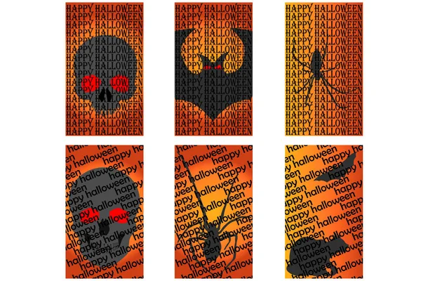 Various Flyers Icons Halloween Depicting Various Monsters Otherworldly Animals Set — Stock Vector