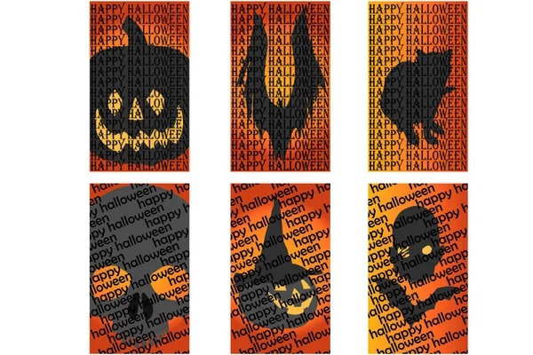 Vários Folhetos Ícones Para Halloween Retratando Vários Monstros Animais Outro — Vetor de Stock