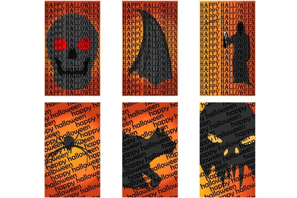 Various Flyers Icons Halloween Depicting Various Monsters Otherworldly Animals Set — Stock Vector