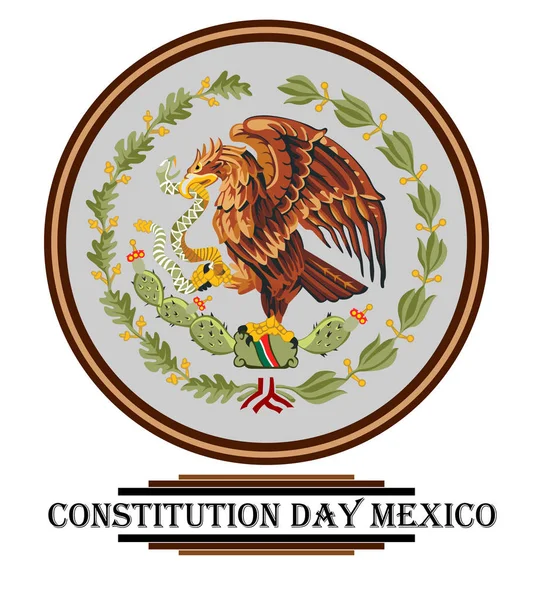 Insignia Escudo Armas México Con Inscripción Aislado Sobre Fondo Blanco — Vector de stock