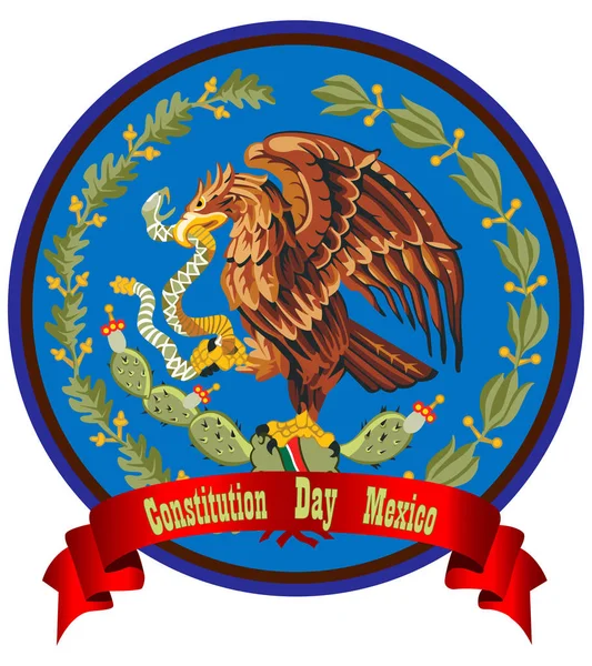 Distintivo Brasão Armas México Com Inscrição Isolado Sobre Fundo Branco —  Vetores de Stock
