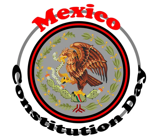 バッジ 銘刻文字 白い背景で隔離のメキシコの紋章付き外衣 — ストックベクタ