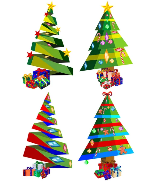 Decorações Estrelas Bolas Correntes Leves Decoraram Árvores Natal Com Muitas —  Vetores de Stock
